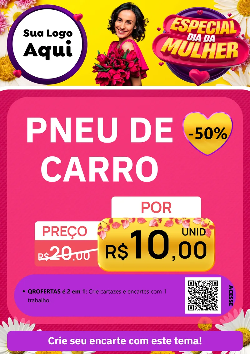 Modelo de Cartaz para Cartaz A4 Vertical com o tema Especial Dia da Mulher para Auto peças