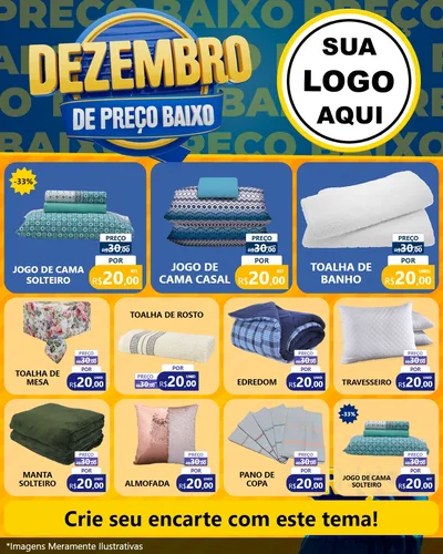Modelo de Rede Social para Feed Instagram com o tema Dezembro de Preço Baixo para Cama, Mesa e Banho