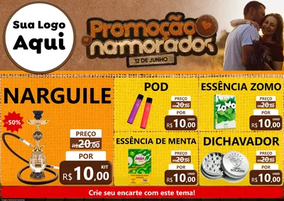 Modelo de Encarte para Encarte A4 Horizontal com o tema Promoção Namorados para Tabacaria