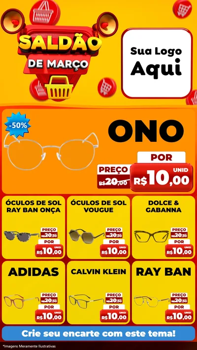 Modelo de Rede Social para Stories com o tema Saldão de Março para Óticas