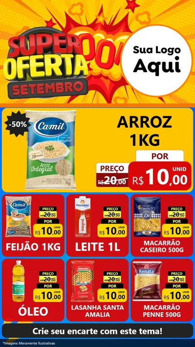 Modelo de Rede Social para Stories com o tema Super Oferta Setembro para Supermercado
