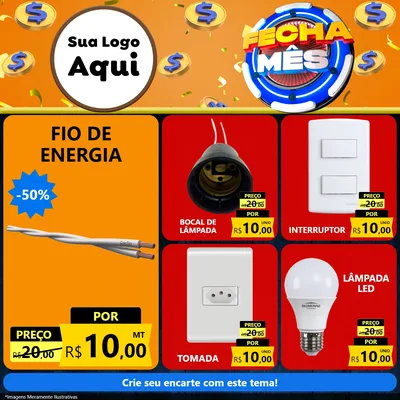 Modelo de Rede Social para Feed Facebook com o tema Fecha Mês para Materiais Elétricos