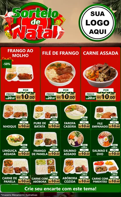 Modelo de Encarte para Encarte Grande com o tema Sorteio de Natal para Restaurante