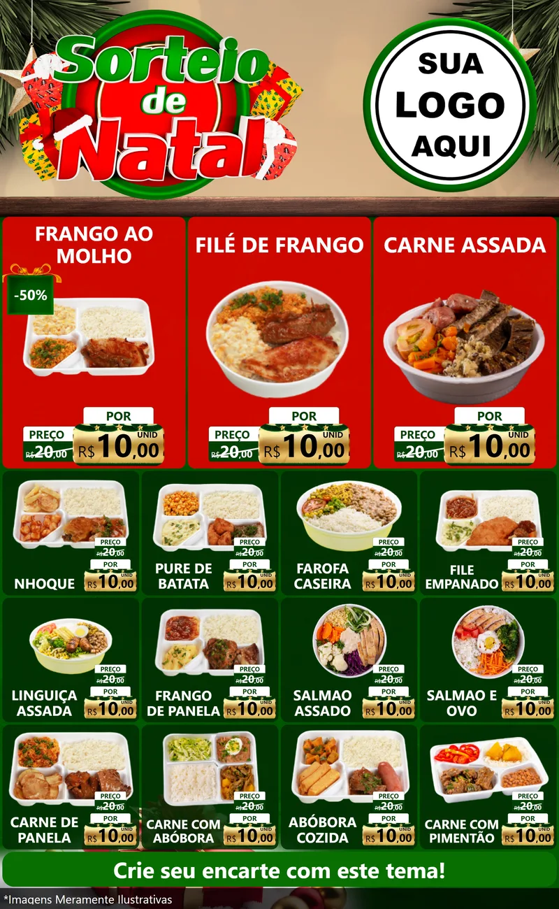 Modelo de Encarte para Encarte Grande com o tema Sorteio de Natal para Restaurante