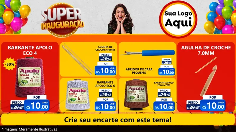 Modelo de TV para TV Horizontal com o tema Super Inauguração para Armarinho e Aviamentos