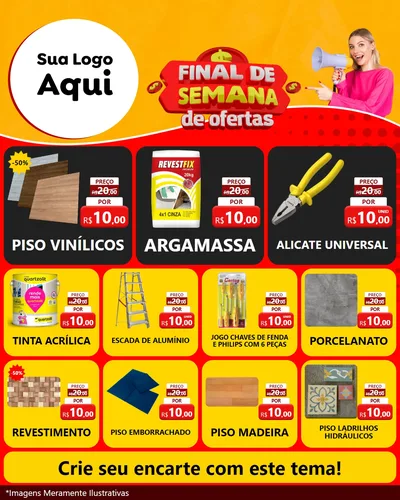 Modelo de Rede Social para Feed Instagram com o tema Final de Semana de Ofertas para Material para Construção