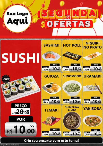 Modelo de Encarte para Encarte A4 Vertical com o tema Segunda de Ofertas para Comida japonesa