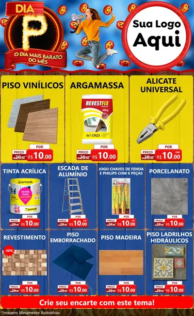 Modelo de Encarte para Encarte Grande com o tema Dia P - O Dia Mais Barato Do Mês para Material para Construção