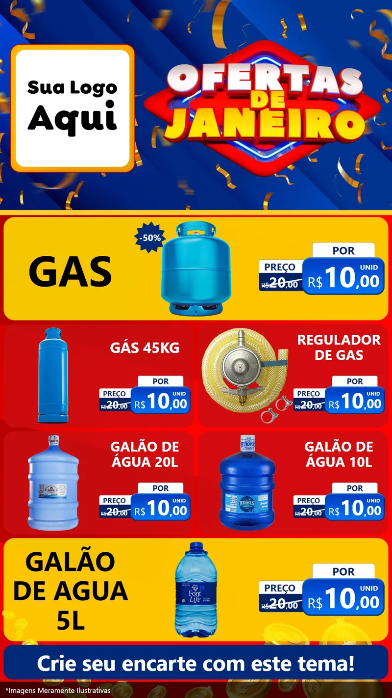 Modelo de TV para TV Vertical com o tema Ofertas de Janeiro para Água e gás