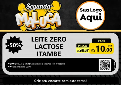 Modelo de Cartaz para Cartaz A4 Horizontal com o tema Segunda Maluca para Frios e Laticínios