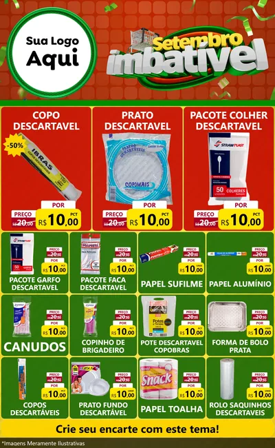 Modelo de Encarte para Encarte Grande com o tema Setembro Imbatível para Embalagens