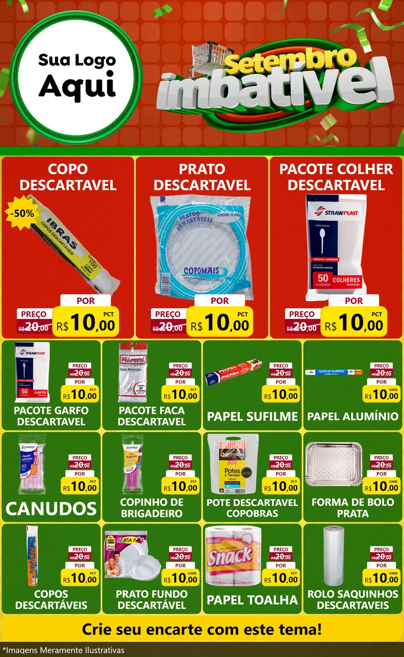 Modelo de Encarte para Encarte Grande com o tema Setembro Imbatível para Embalagens