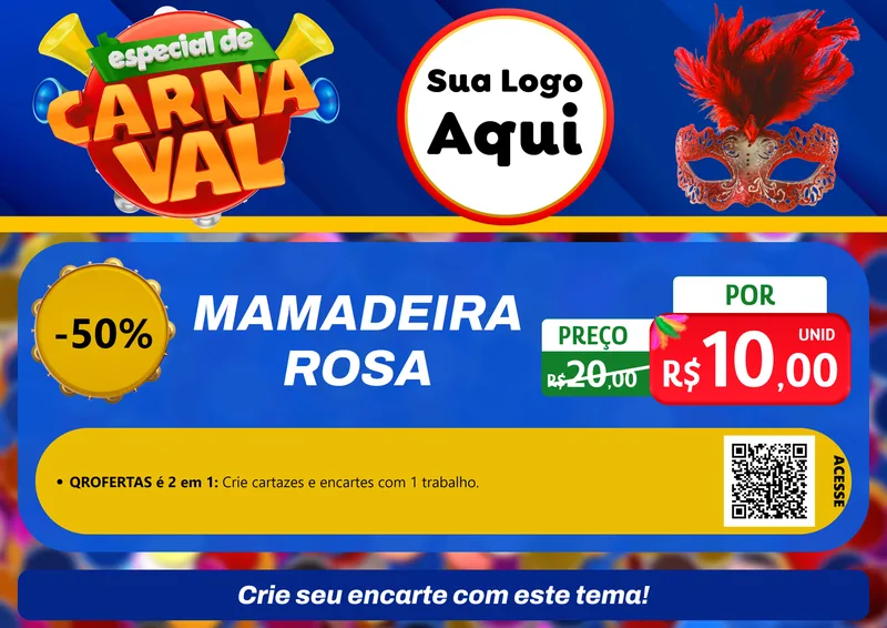Modelo de Cartaz para Cartaz A4 Horizontal com o tema Especial de Carnaval para Bebês