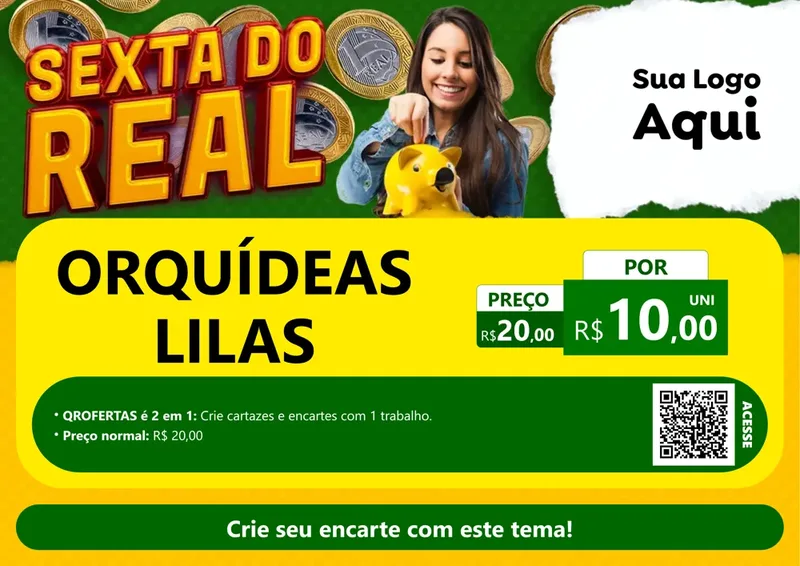 Modelo de Cartaz para Cartaz A4 Horizontal com o tema Sexta do Real para Floricultura e jardim