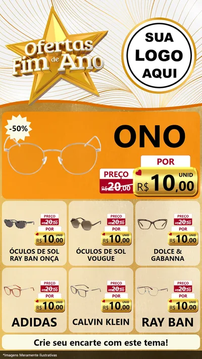 Modelo de Rede Social para Stories com o tema Ofertas Fim de Ano para Óticas