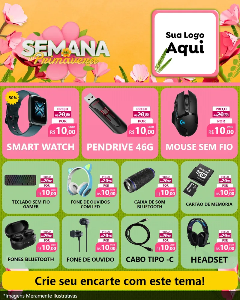 Modelo de Rede Social para Feed Instagram com o tema Semana da Primavera para Informática