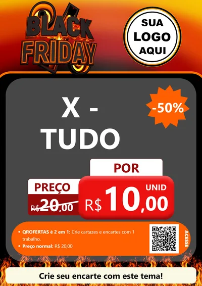 Modelo de Cartaz para Cartaz A4 Vertical com o tema Black Friday para Hamburgueria