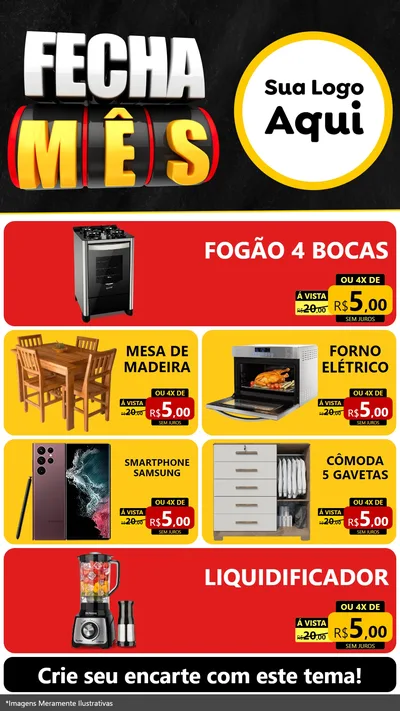 Modelo de TV para TV Vertical com o tema Fecha Mês para Móveis e Eletro