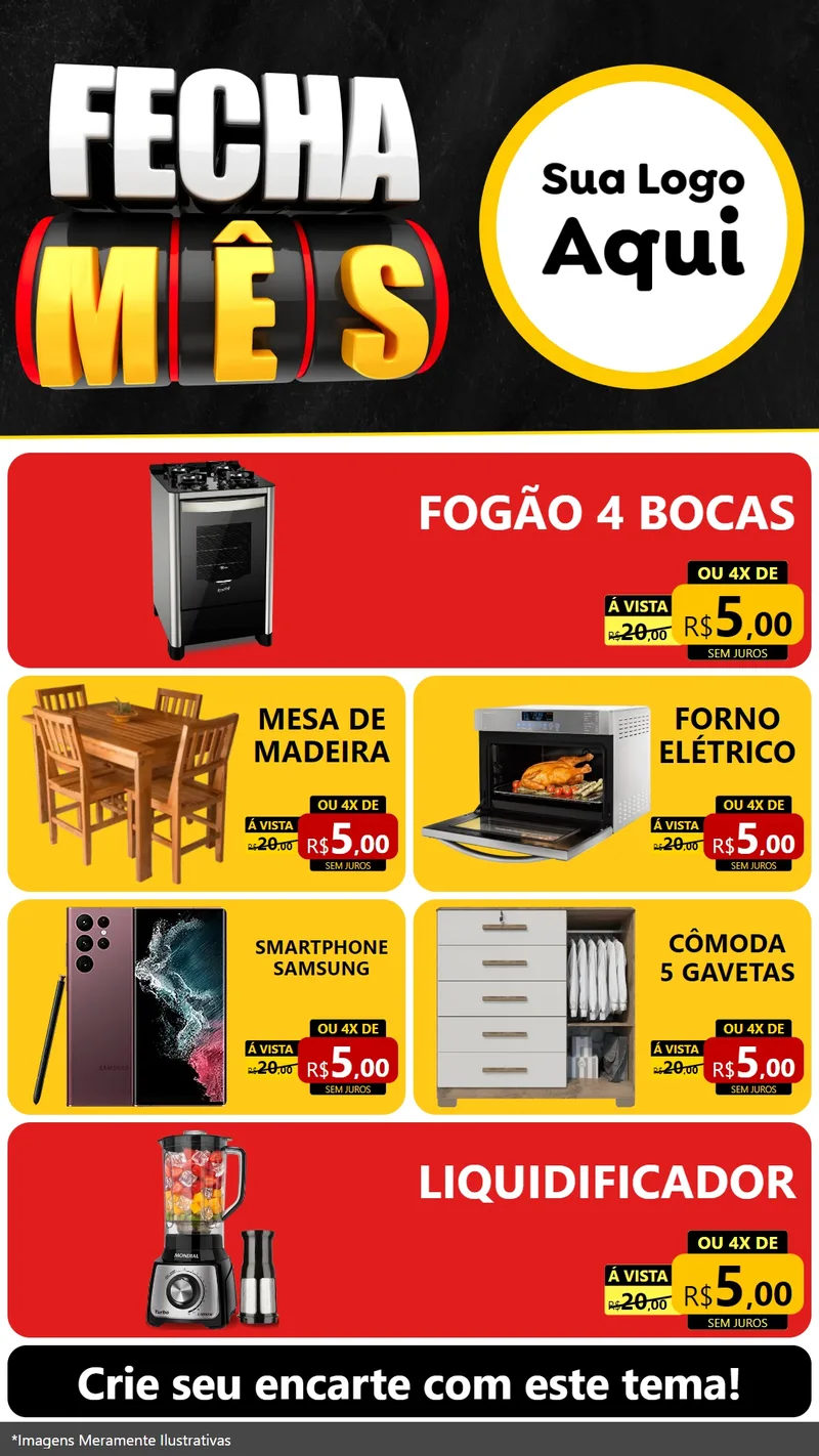 Modelo de TV para TV Vertical com o tema Fecha Mês para Móveis e Eletro