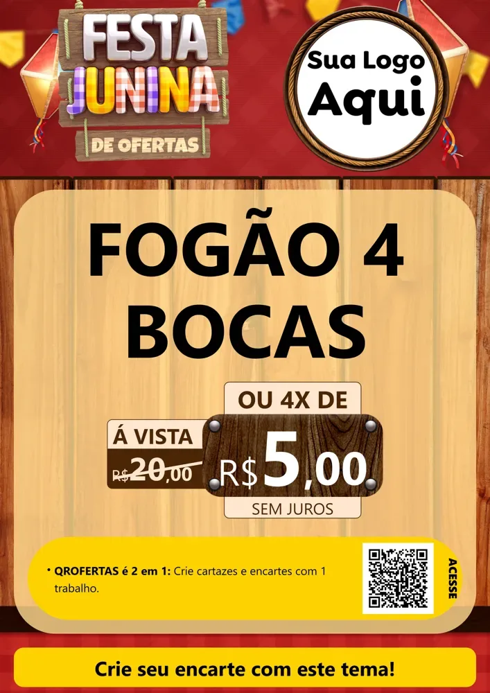 Modelo de Cartaz para Cartaz A4 Vertical com o tema Festa Junina de Ofertas para Móveis e Eletro