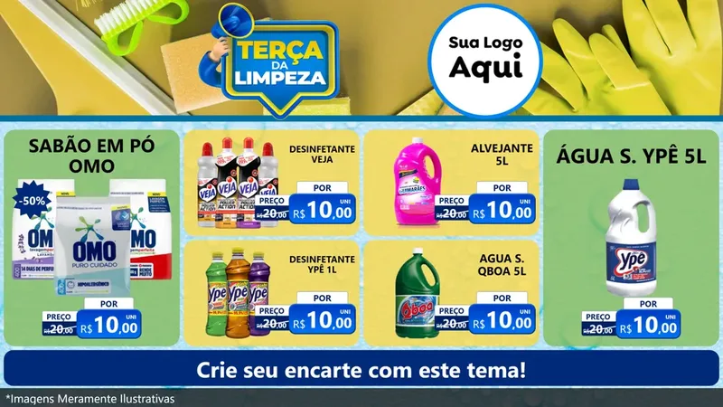 Modelo de TV para TV Horizontal com o tema Terça da Limpeza para Produtos de Limpeza