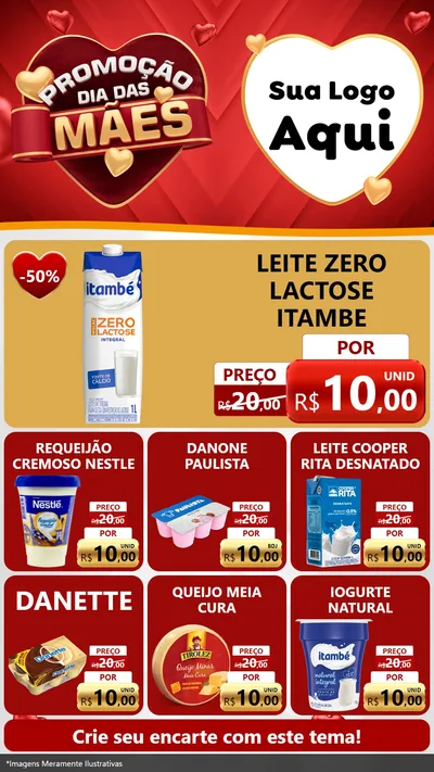 Modelo de Rede Social para Stories com o tema Promoção Dia das Mães para Frios e Laticínios