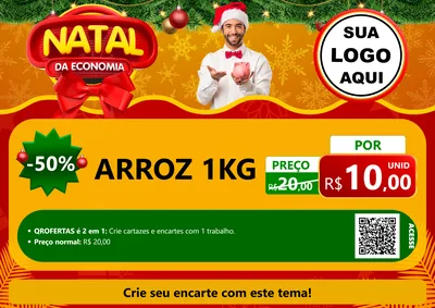 Modelo de Cartaz para Cartaz A4 Horizontal com o tema Natal da Economia para Supermercado