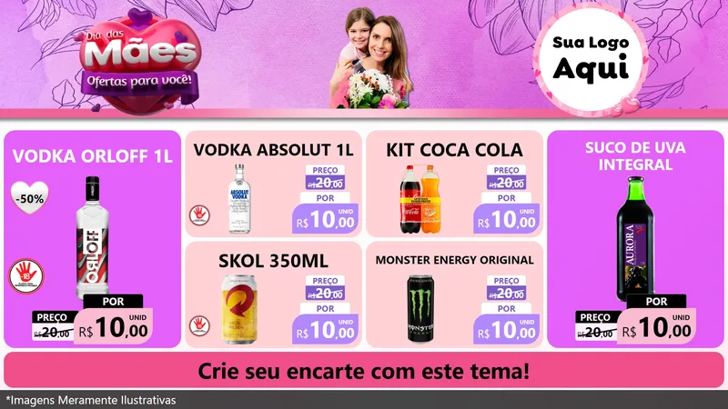 Modelo de TV para TV Horizontal com o tema Dia das Mães Ofertas para Você! para Distribuidora de bebidas