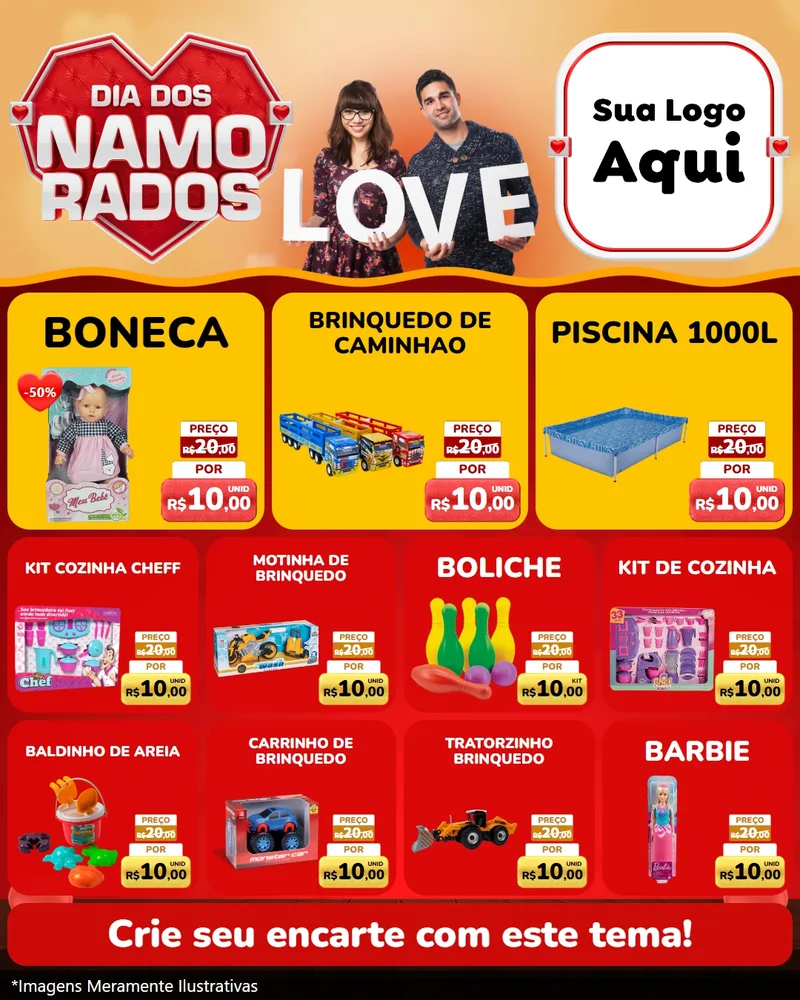 Modelo de Rede Social para Feed Instagram com o tema Dia dos Namorados para Brinquedos