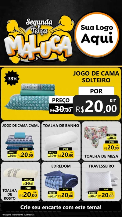 Modelo de Rede Social para Stories com o tema Segunda e Terça Maluca para Cama, Mesa e Banho