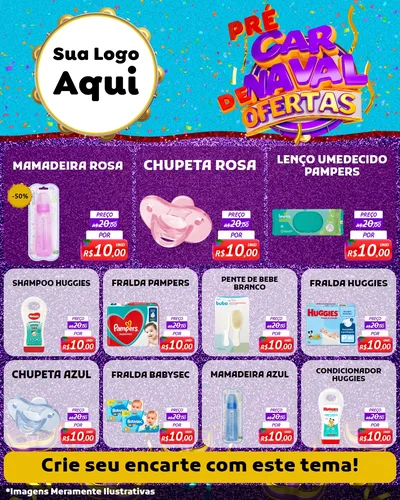 Modelo de Rede Social para Feed Instagram com o tema Pré Carnaval de Ofertas para Bebês