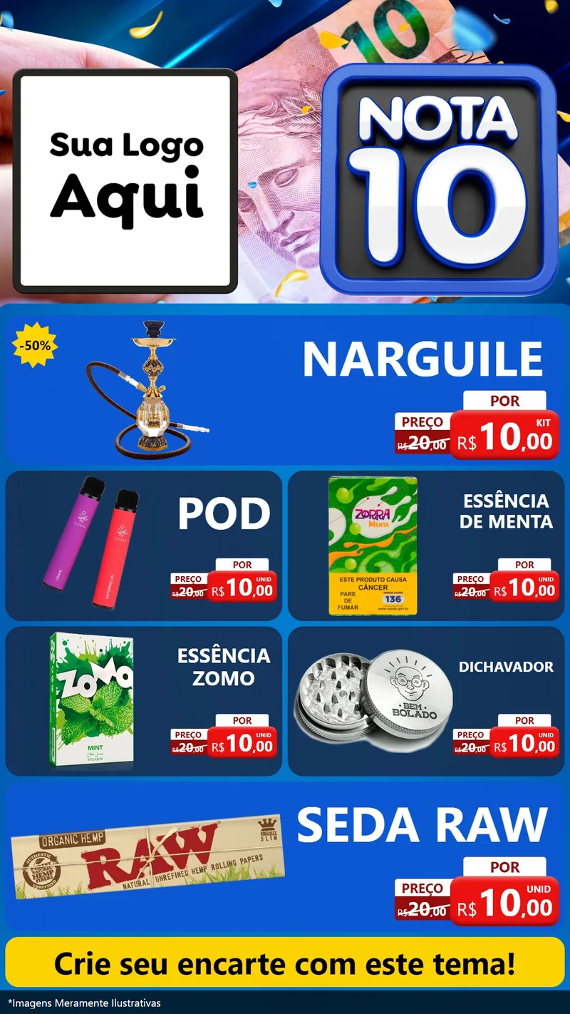 Modelo de TV para TV Vertical com o tema Nota 10 para Tabacaria