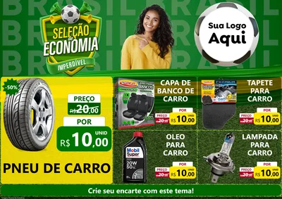 Modelo de Encarte para Encarte A4 Horizontal com o tema Seleção de Economia - Copa para Auto peças