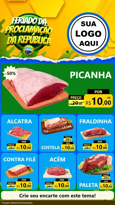 Modelo de Rede Social para Stories com o tema Feriado da Proclamação da República para Açougue