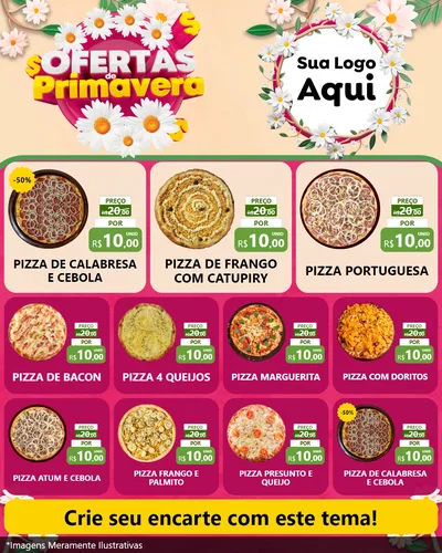 Modelo de Rede Social para Feed Instagram com o tema Ofertas de Primavera para Pizzaria