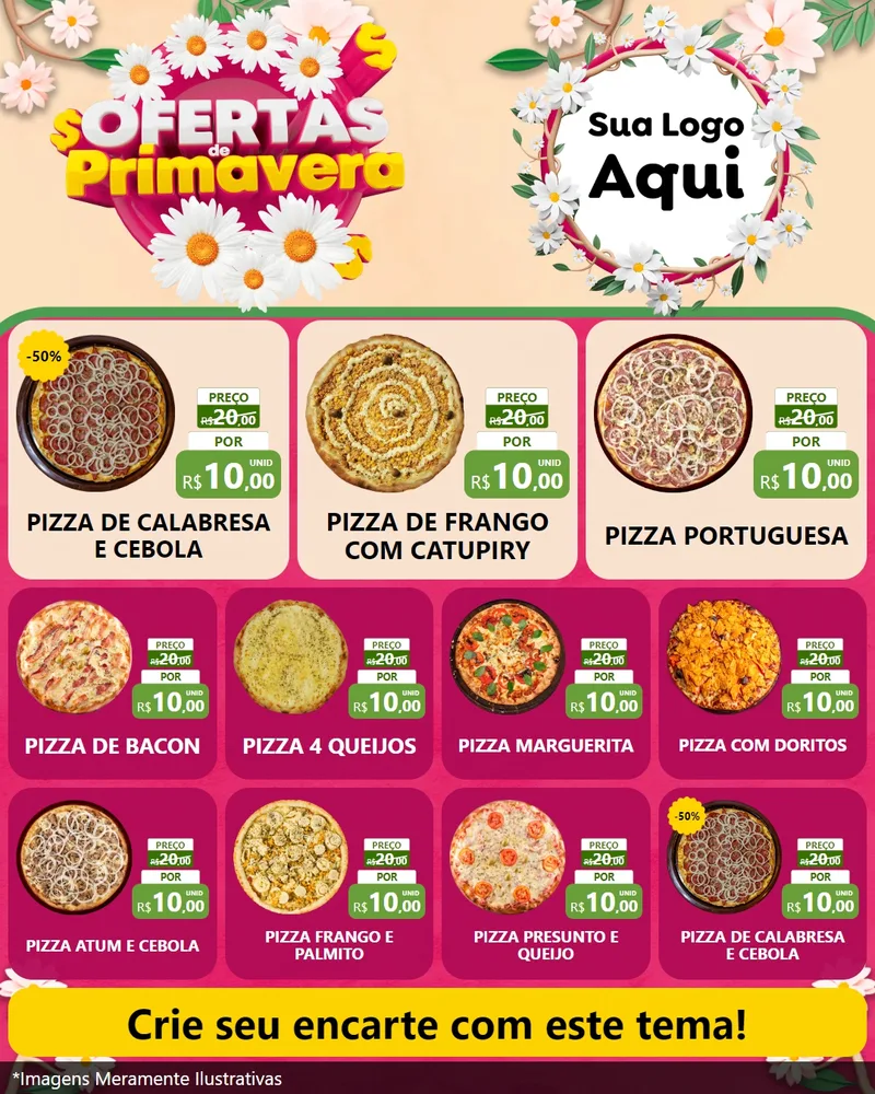 Modelo de Rede Social para Feed Instagram com o tema Ofertas de Primavera para Pizzaria