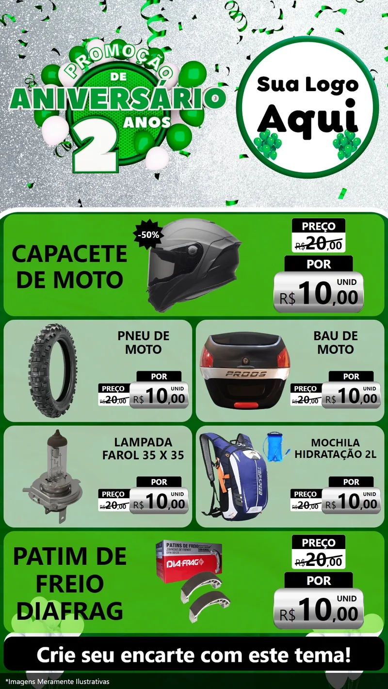 Modelo de TV para TV Vertical com o tema Promoção de Aniversário - 2 Anos para Moto peças