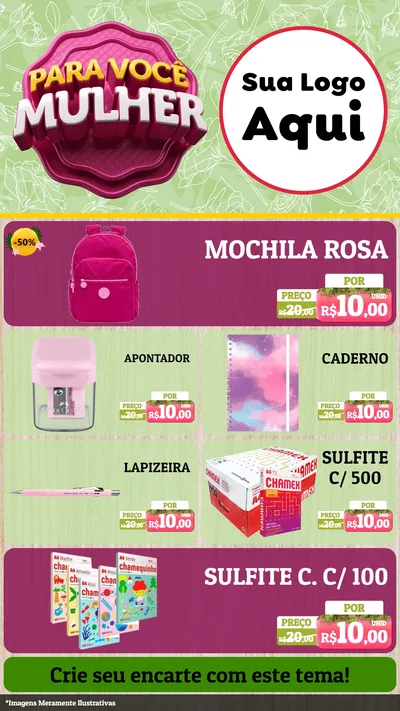 Modelo de TV para TV Vertical com o tema Para Você Mulher para Papelaria