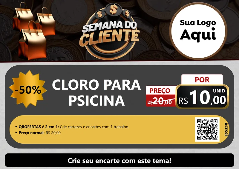 Modelo de Cartaz para Cartaz A4 Horizontal com o tema Semana do Cliente para Produtos para Piscina