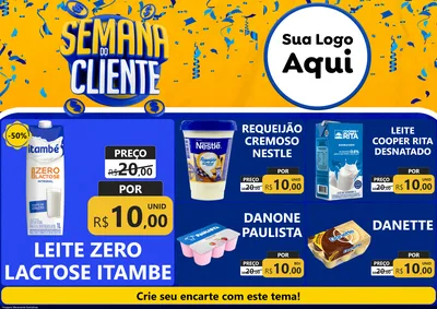 Modelo de Encarte para Encarte A4 Horizontal com o tema Semana do Cliente para Frios e Laticínios