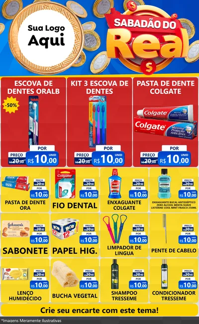Modelo de Encarte para Encarte Grande com o tema Sabadão do Real para Higiene Pessoal
