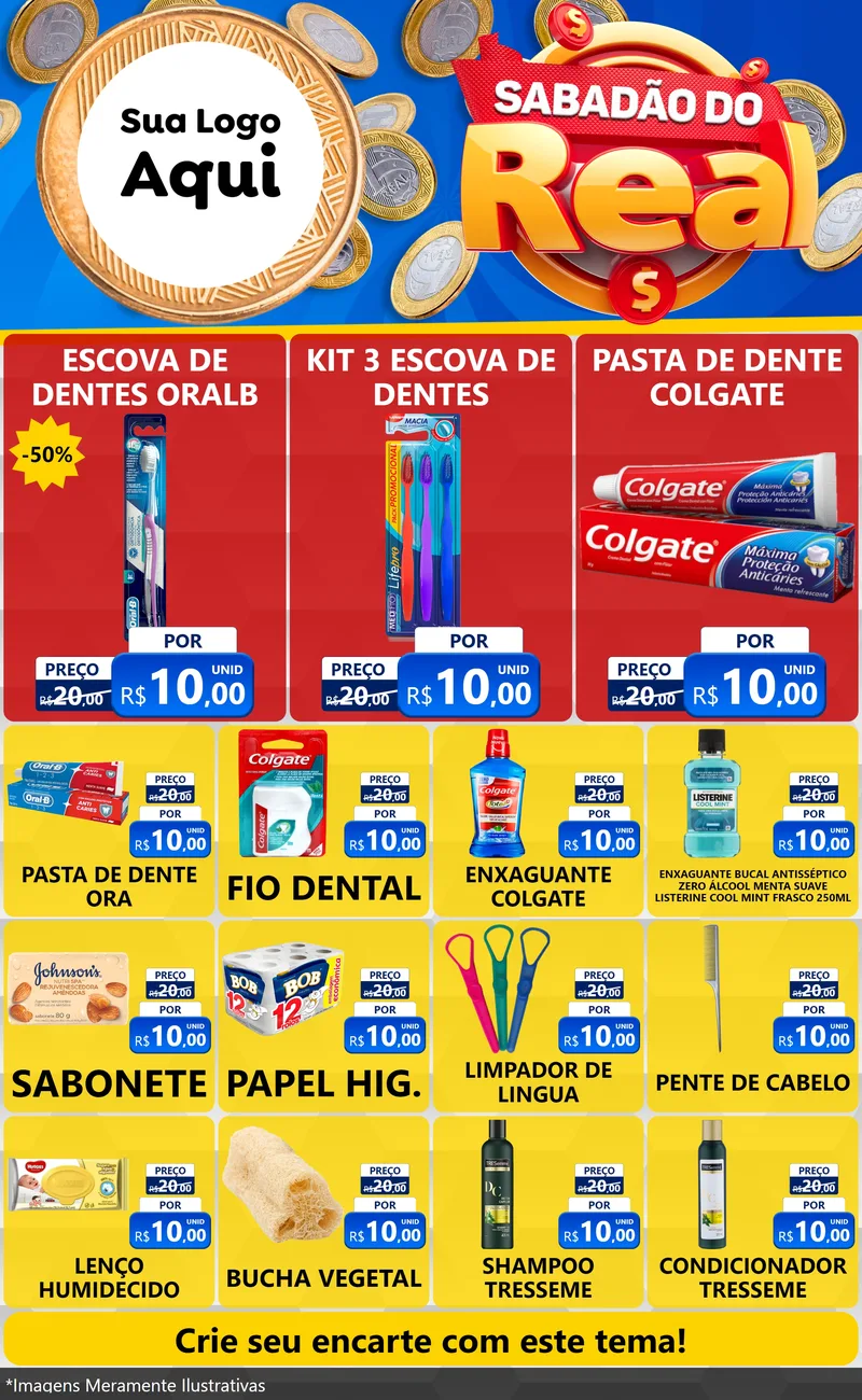 Modelo de Encarte para Encarte Grande com o tema Sabadão do Real para Higiene Pessoal