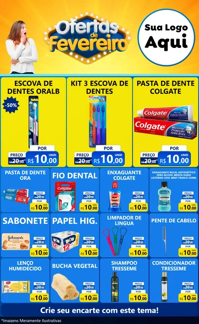 Modelo de Encarte para Encarte Grande com o tema Ofertas de Fevereiro para Higiene Pessoal