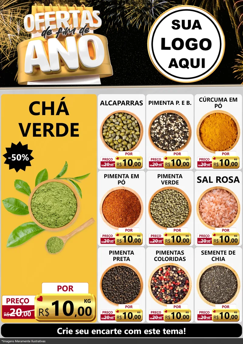 Modelo de Encarte para Encarte A4 Vertical com o tema Ofertas de Fim de Ano para Produtos Naturais