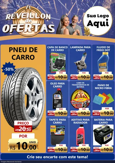 Modelo de Encarte para Encarte A4 Vertical com o tema Réveillon de Ofertas para Auto peças