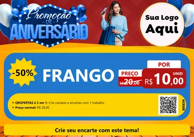 Modelo de Cartaz para Cartaz A4 Horizontal com o tema Promoção de Aniversário para Assados