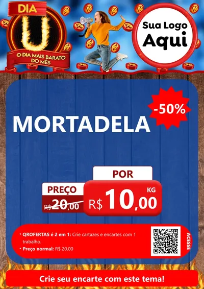 Modelo de Cartaz para Cartaz A4 Vertical com o tema Dia U - O Dia Mais Barato Do Mês para Frios e Laticínios