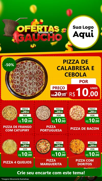 Modelo de Rede Social para Stories com o tema Ofertas Semana Do Gaúcho para Pizzaria