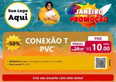 Modelo de Cartaz para Cartaz A4 Horizontal com o tema Janeiro de Promoção para Tubos e conexões