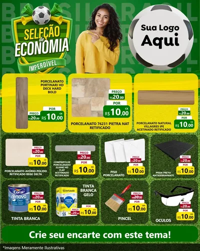 Modelo de Rede Social para Feed Instagram com o tema Seleção de Economia - Copa para Pisos e revestimentos